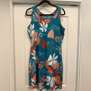 Columbia Tropical Teal Floral Sleeveless Dress, size L